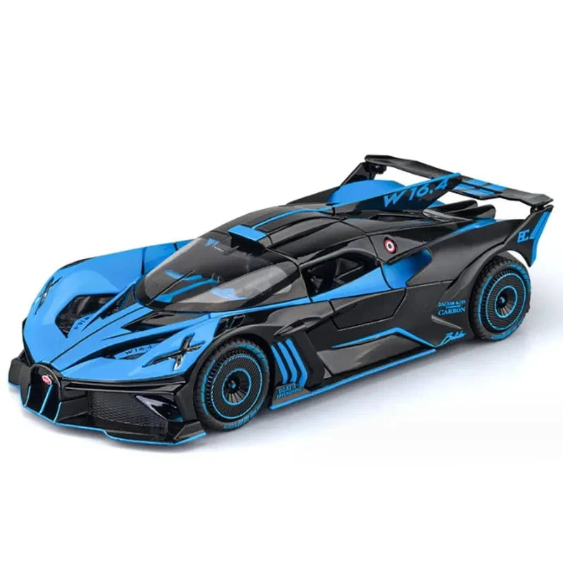1:24 Bugatti Bolide Alloy Sports Car Model Diecasts & Toy Vehicles Metal Concept Car Model Simulation Sound Light Kids Toy Gift Blue - IHavePaws