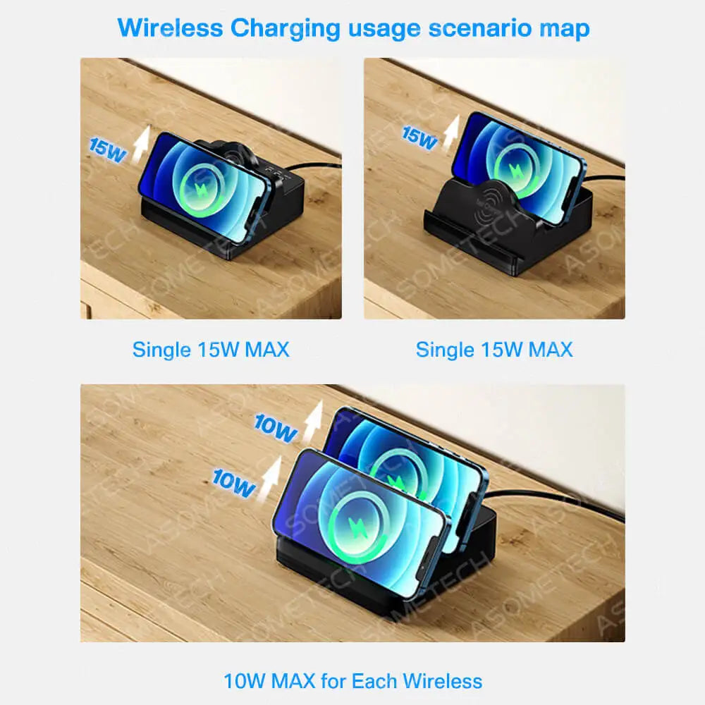 Double 15W Wireless Charger Quick Charge USB Charger PD USB C Fast Charger Adapter For iPhone 13 Pro 12 11 Samsung Huawei Xiaomi