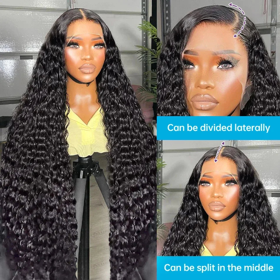 13x6 13x4 Deep Wave 30 32 34inch HD Lace Frontal Wig Human Hair 180 Density Brazilian Curly Lace Front Wig For Women