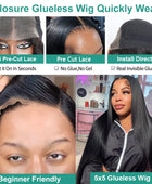 5x5 Glueless Wear And Go Wigs Transparent 13x6 Pre Cut Hairline Straight Lace Front Human Hair Wigs 13x4 Lace Frontal Wigs