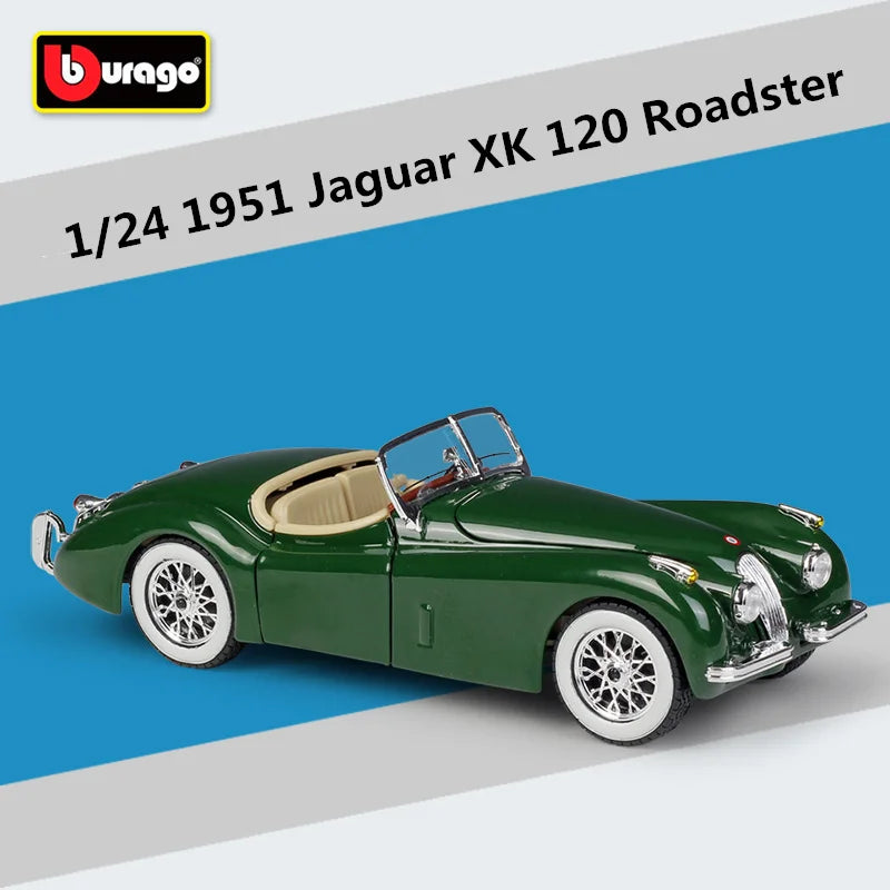 Bburago 1:24 1951 Jaguar XK120 Roadster Alloy Classic Car Model Diecasts Metal Retro Sports Car Model Simulation Kids Toys Gifts Green - IHavePaws
