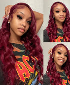 99J Burgundy Body Wave Lace Front Wigs Human Hair 13x4 13x6 HD Transparent Frontal Wigs Human Hair Pre Plucked for Women 180%