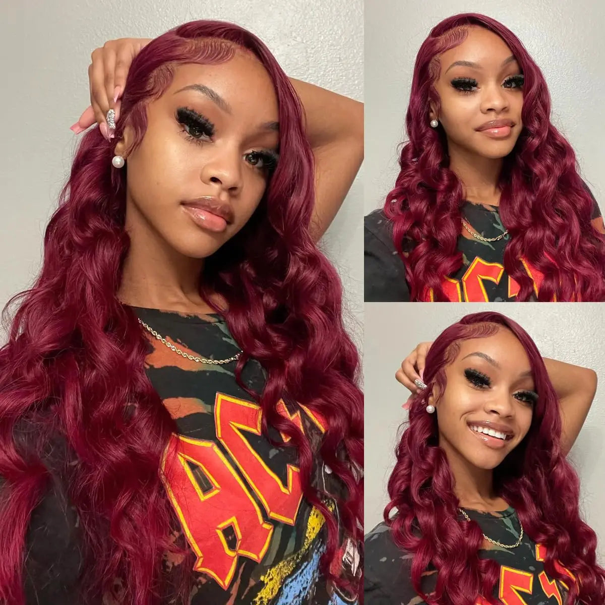 99j Burgundy Lace Front Wigs Human Hair Glueless Wine Red Colored Body Wave Wigs 13x6 13x4 HD Transparent Frontal Wigs