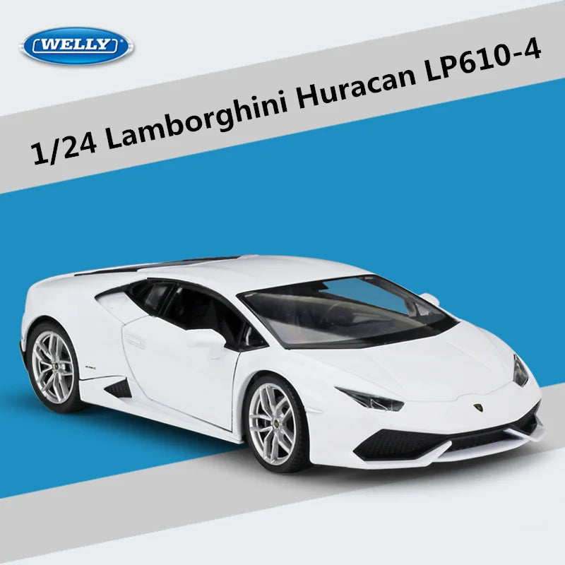 WELLY 1:24 Lamborghini Huracan LP610-4 Alloy Sports Car Model Diecasts Metal Toy Race Car Model Simulation Collection Kids Gifts White - IHavePaws