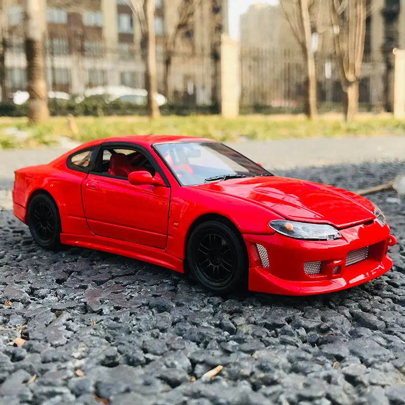Welly 1:24 Nissan S15 RSR Alloy Track Racing Car Model Diecasts Metal Sports Car Model Simulation Collection Childrens Toys Gift S15 Red - IHavePaws
