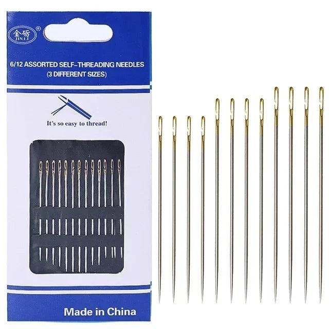 12PCS Side Holes Blind Needles Sewing Stainless Steel B-12PCS(Gold) - IHavePaws