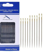 12PCS Side Holes Blind Needles Sewing Stainless Steel B-12PCS(Gold) - IHavePaws