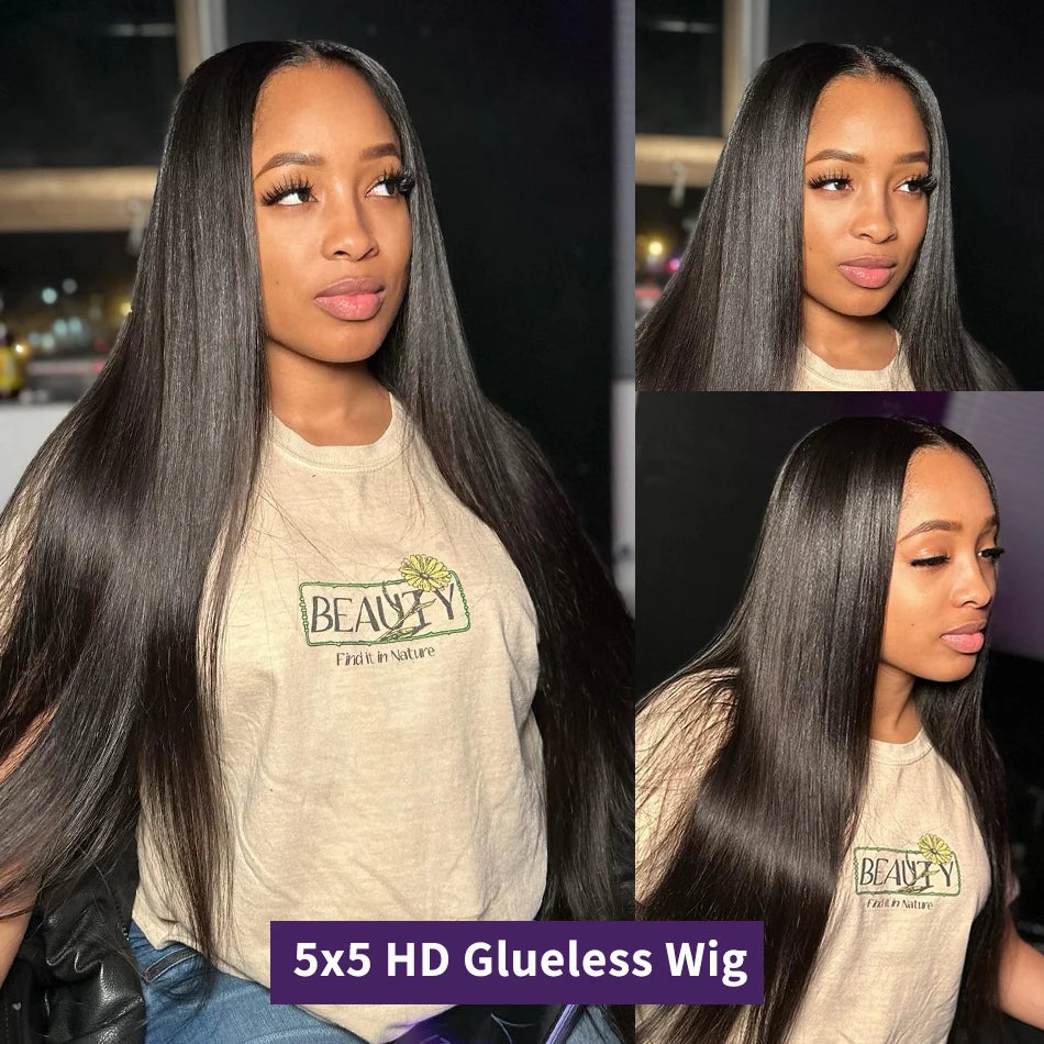 Wear Go Glueless Wig 30 36 Inch Bone Straight 13x4 HD Lace Frontal Wig Human Hair Pre plucked 6x4 Transparent HD Lace Front Wig