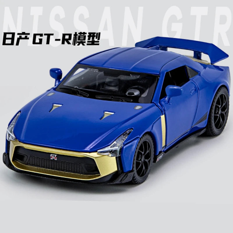 1:32 GTR GTR50 Alloy Sports Car Model Diecasts Metal Toy Racing Car Model Simulation Sound and Light Collection Childrens Gifts Blue - IHavePaws