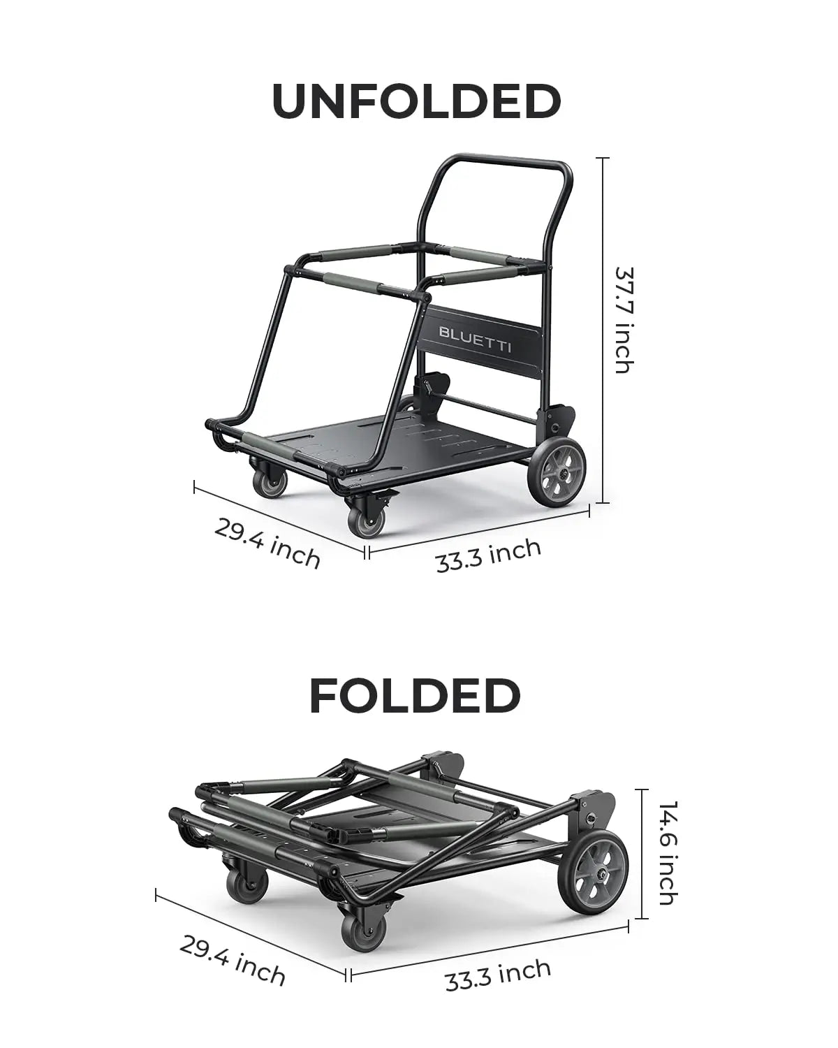 BlUETTI Folding Trolley Design For Transport Your Power Stations Up To 330 Lbs Foldable Trolley Carry Your Furniture Gardening - IHavePaws