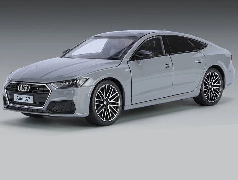 1:24 AUDI A7 Coupe Alloy Car Model Diecast Metal Toy Vehicle Car Model High Simulation Sound and Light Collection Childrens Gift Gray - IHavePaws