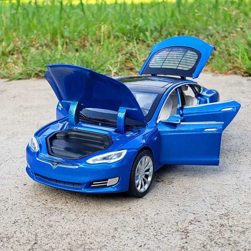 1:32 Tesla Model S 3 Alloy Car Model Simulation Diecasts Metal Toy Car Vehicles Model Collection Sound and Light Childrens Gifts Model S Blue - IHavePaws