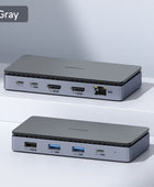 Hagibis USB C Docking Station Type C to Dual 4K HDMI-Compatible 100W PD USB 3.0 Hub RJ45 Triple Display for Macbook Laptop iPad Gray - IHavePaws
