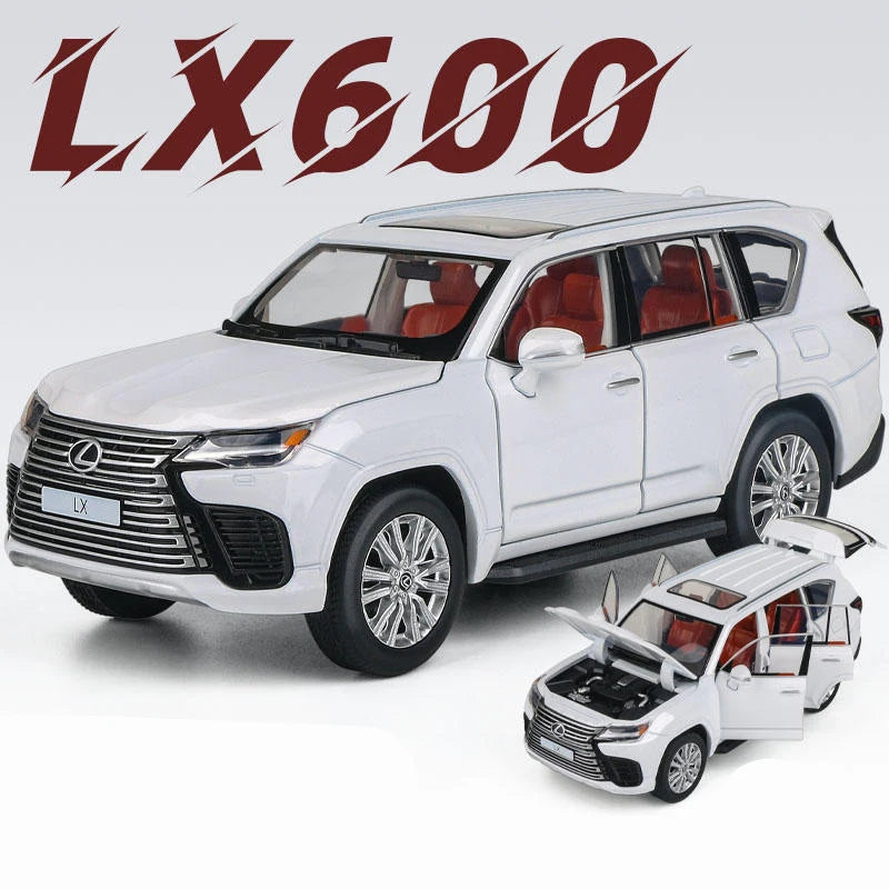 1:32 LX600 SUV Alloy Car Model Diecasts Metal Toy Off-road Vehicles Car Model High Simulation Sound and Light Childrens Toy Gift White - IHavePaws