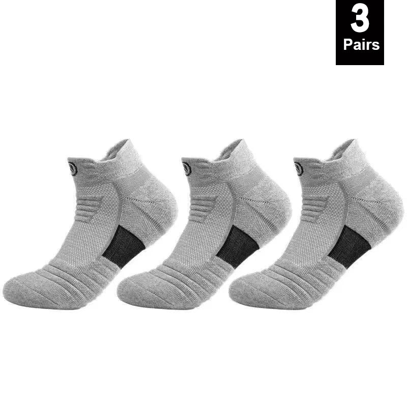 1/3pairs/Lot Men's Socks Compression Stockings Breathable Basketball Sports Cycling running Towel Socks High Elastic Tube Socks Gray Short-3pairs / EU 39-45 - IHavePaws