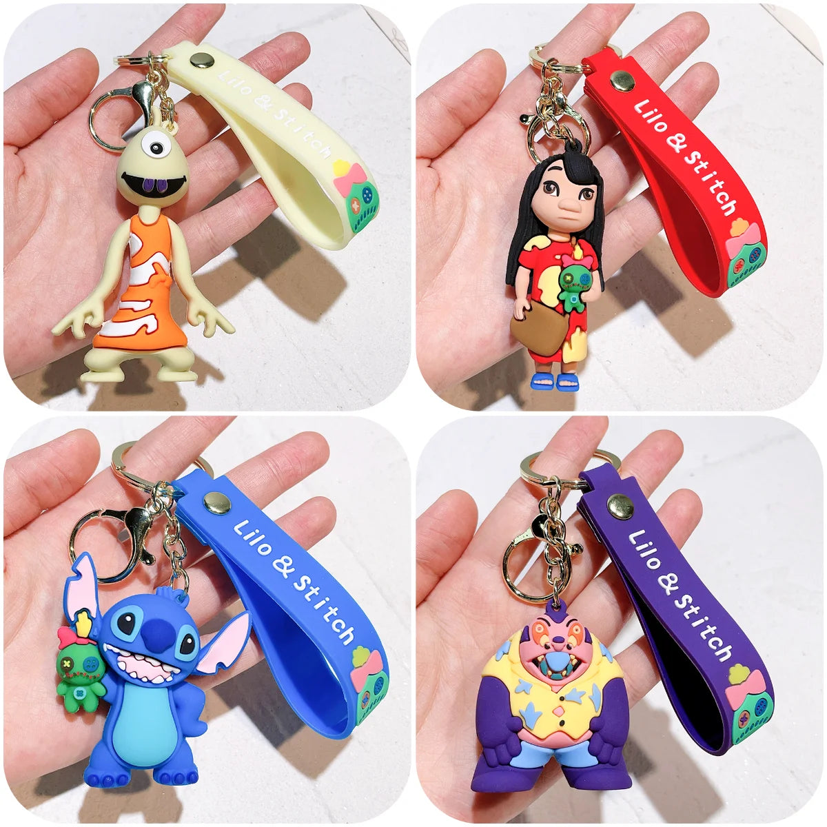 4Pcs New Anime Cartoon Stitch Keychain Lilo & Stitch Cute Doll Keyring Fashion Couple Bag Ornament Key Chain Car Pendant Gifts 4pcs 1 - ihavepaws.com