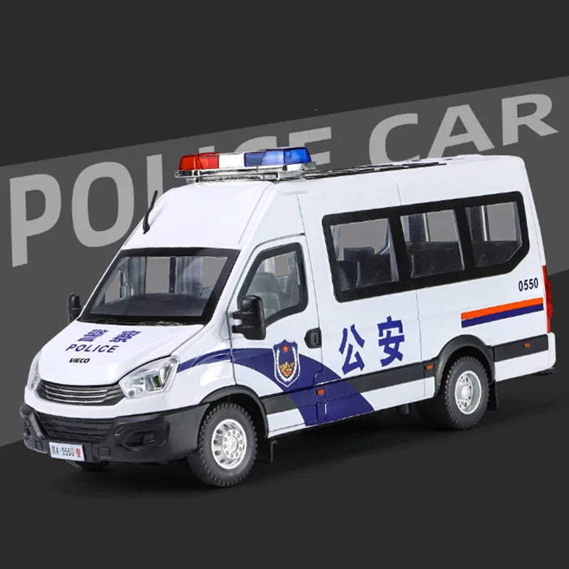1:24 Alloy Armored Car Model Diecast Police Riot Vehicles Car Metal Explosion Proof Car Model Sound and Light Childrens Toy Gift White - IHavePaws