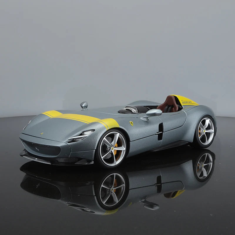 Bburago 1:24 Ferrari Monza SP1 Alloy Sports Car Model Diecasts Metal Concept Racing Car Vehicles Model Simulation Kids Toys Gift Silvery - IHavePaws