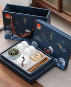 Kung Fu Tea Set Chinese Tea Ceremony Ceramic Set Gift Boxed C - IHavePaws