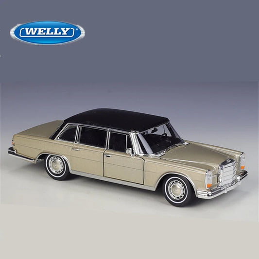 WELLY 1:24 Mercedes-Benz 600 Alloy Car Model Diecasts Metal Classic Retro Old Car Model Simulation Collection Childrens Toy Gift