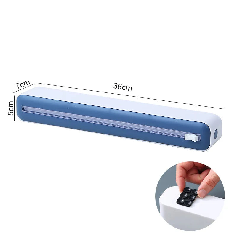 2 In 1 Food Film Dispenser Magnetic Wrap With Cutter Blue - IHavePaws