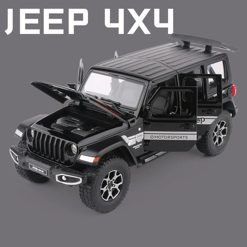 1:22 Jeep Wrangler Rubicon Alloy Car Model Diecasts Metal Off-road Vehicles Car Model Simulation Collection Childrens Toys Gift Black - IHavePaws