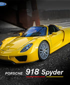 WELLY 1:24 Porsche 918 Spyder Alloy Sports Car Model Diecast Metal Toy Racing Car Model Simulation Collection Yellow - IHavePaws