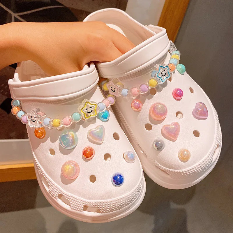 DIY Shoes Charm for Crocs Buckle Diamond Chain Decaration for Crocs Charms Candy-colored Matte Trim Hole Shoe Buttons C - IHavePaws