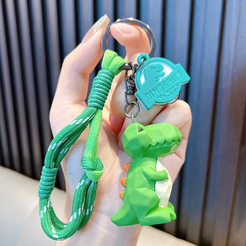 Cute and Trendy Cut Dinosaur Keychain Charm Creative Couple Schoolbag Pendant Cartoon Car Key Ring Children's Toy Small Gift Green - ihavepaws.com