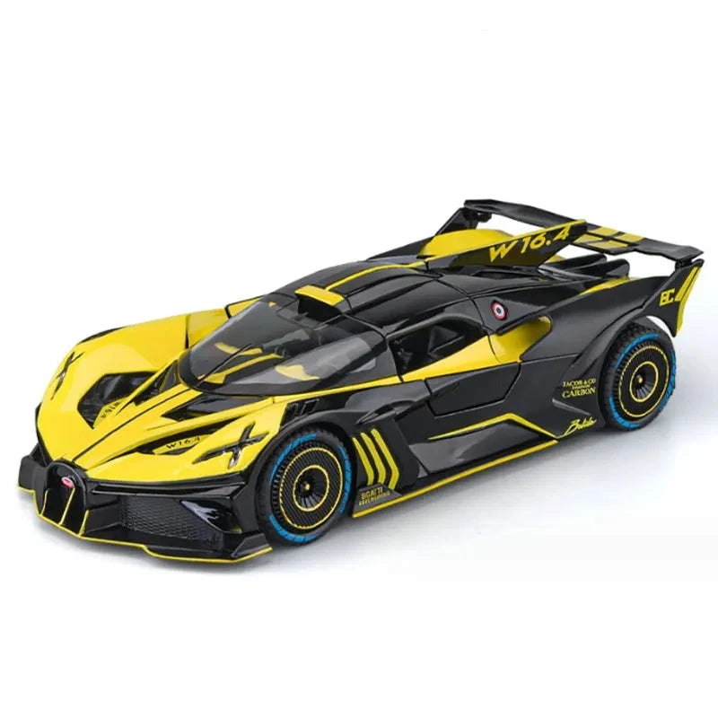 1:24 Bugatti Bolide Alloy Sports Car Model Diecasts & Toy Vehicles Metal Concept Car Model Simulation Sound Light Kids Toy Gift Yellow - IHavePaws