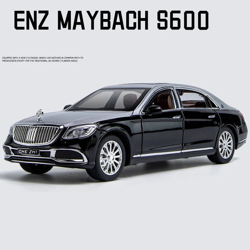 1:24 Maybach S600 S650 Alloy Metal Car Model Diecasts Metal Toy Vehicles Car Model High Simulation Sound and Light Kids Toy Gift Black - IHavePaws