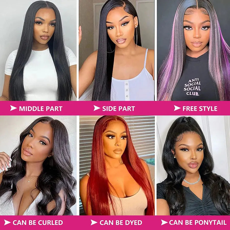 13x6 Straight Lace Frontal Human Hair Wigs Brazilian Bone Straight 30 34 inch 13x4 Glueless Wig Transparent Lace Frontal Wig