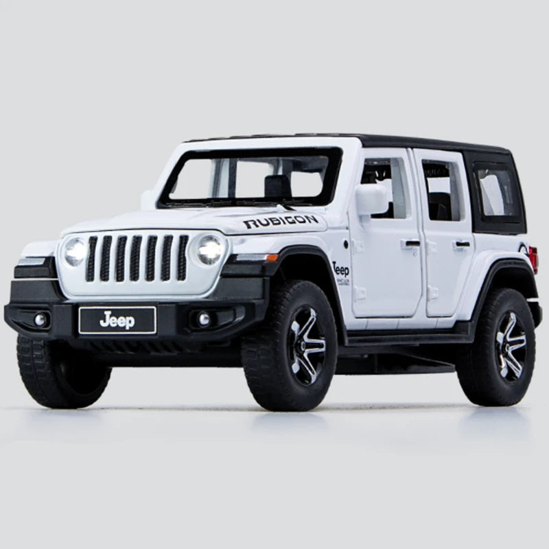 1:32 Jeep Wrangler Rubicon Alloy Car Model Diecasts Metal Off-road Vehicles Car Model Simulation Sound and Light Kids Toys Gift White - IHavePaws