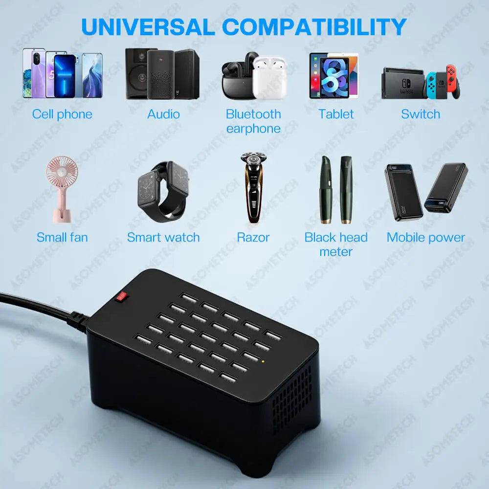 125W 10/15/20/25 Ports USB Charger For Android iPhone Adapter HUB Charging Station Socket Tablet Phone Charger For Xiaomi Huawei