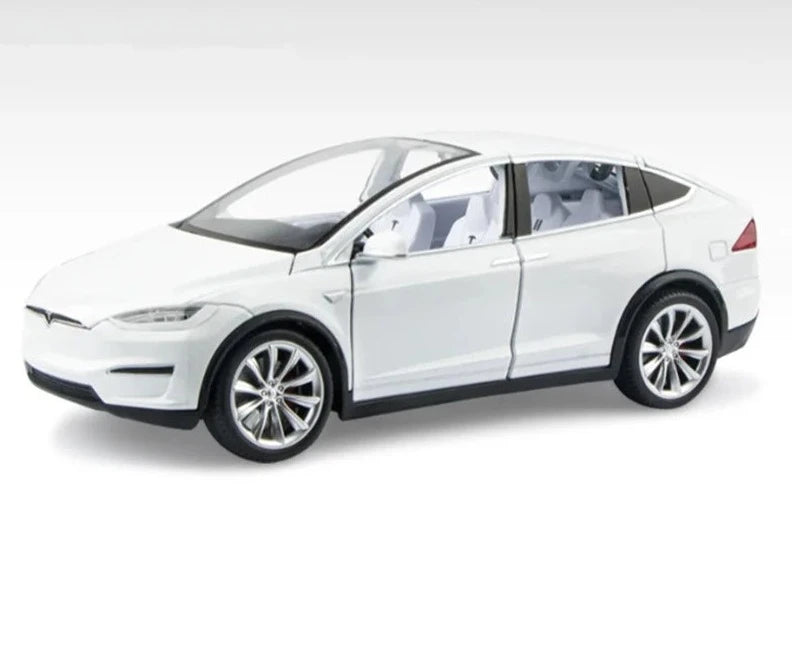 1:20 Tesla Model X Alloy Car Model Diecast Metal Toy Modified Vehicles Car Model Simulation Collection Sound Light Kids Toy Gift White B - IHavePaws