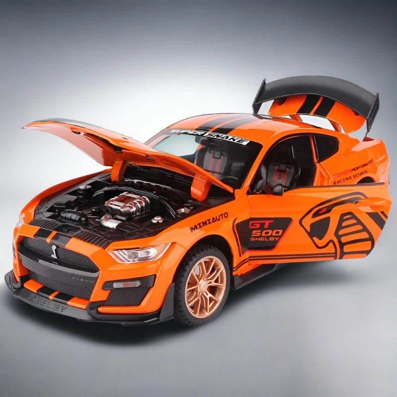 1/24 Ford Mustang Shelby GT500 Alloy Sports Car Model Diecasts Metal Toy Car Model Simulation Sound Light Collection Kids Gifts Orange - IHavePaws