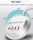 4 Ports Quick Charge USB Charger HUB Adapter Portable Travel Tablet Phone Charger Fast Charging PD Charger For iPhone 12 Samsung