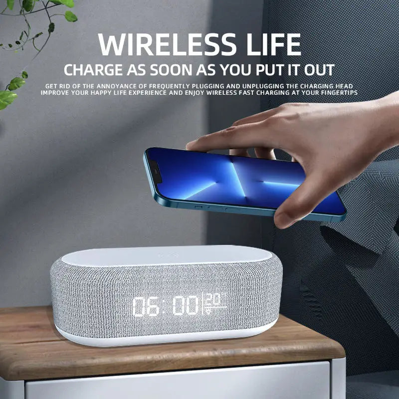 Wireless Charger Alarm Clock Time LED Light Thermometer Earphone Phone Charger 15W Fast Charging Dock Station for iPhone Samsung - IHavePaws