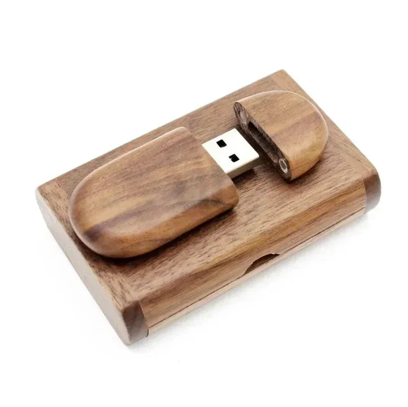 USB Flash Drive 128GB Memory Stick 2.0 Wooden Free Logo Personal Customized Pendrive 4GB 8GB 16GB 32GB 64GB Wedding Gift walnut wood With box / 4GB - IHavePaws