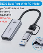 Hagibis USB 3.0 Video Capture Card HDMI-compatible to USB/Type-c Game Grabber Record ms2130 for Switch Xbox PS4/5 Live Broadcast MS2130-With PD Port - IHavePaws