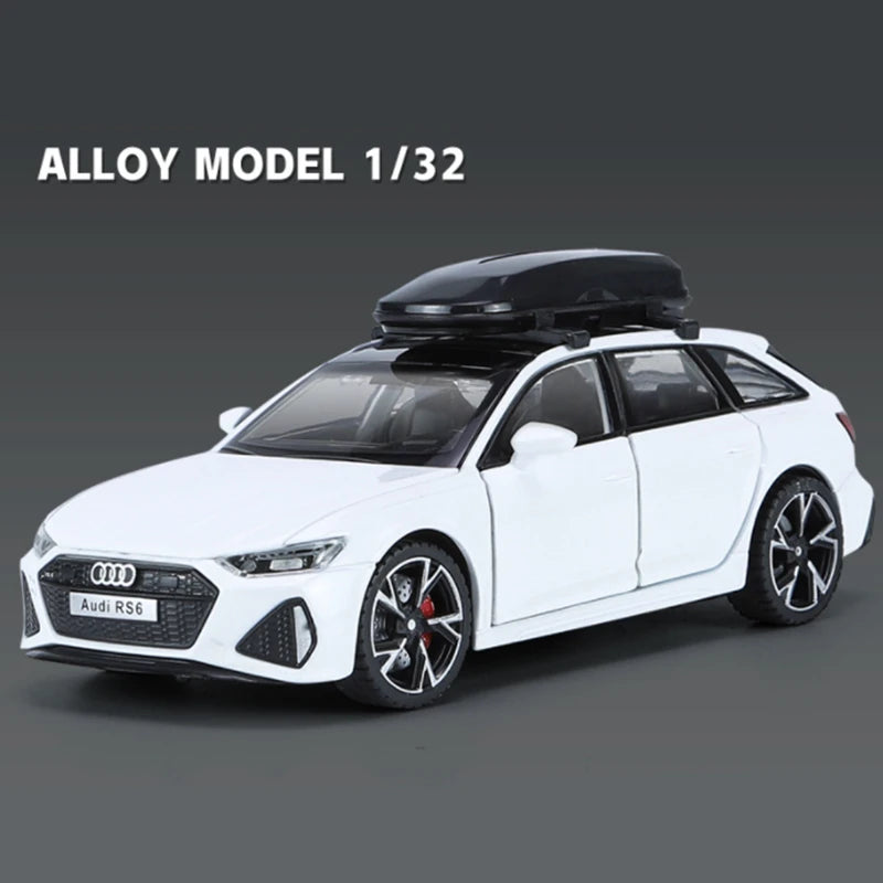 1/32 Audi RS6 Avant Alloy Station Wagon Car Model Diecast Metal Toy Vehicles Car Model Simulation Sound and Light Childrens Gift White - IHavePaws