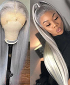 Silver Gray Lace Front Human Hair Wigs Transparent 13x4 Lace Straight Lace Frontal Wig For Wome Remy Wig MYLOCKME