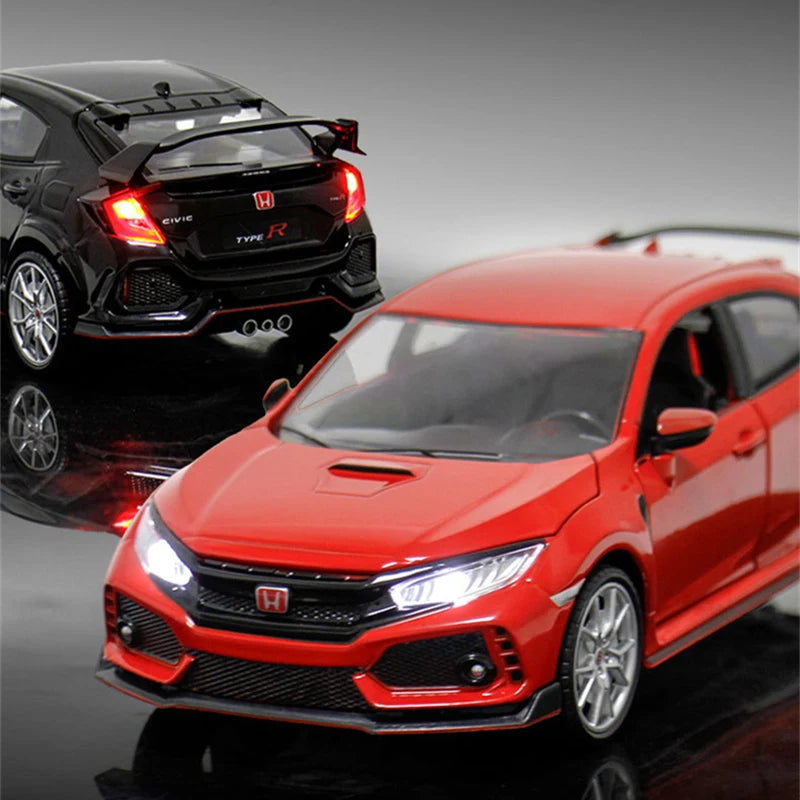 1:24 HONDA CIVIC TYPE-R Alloy Car Model Diecast Toy Metal Sports Car Vehicles Model Sound and Light Collection Children Toy Gift - IHavePaws
