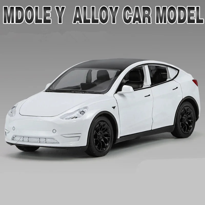 1:32 Tesla Model Y SUV Alloy Car Model Diecast Metal Vehicles Car Model Sound and Light Simulation Collection Childrens Toy Gift White A - IHavePaws