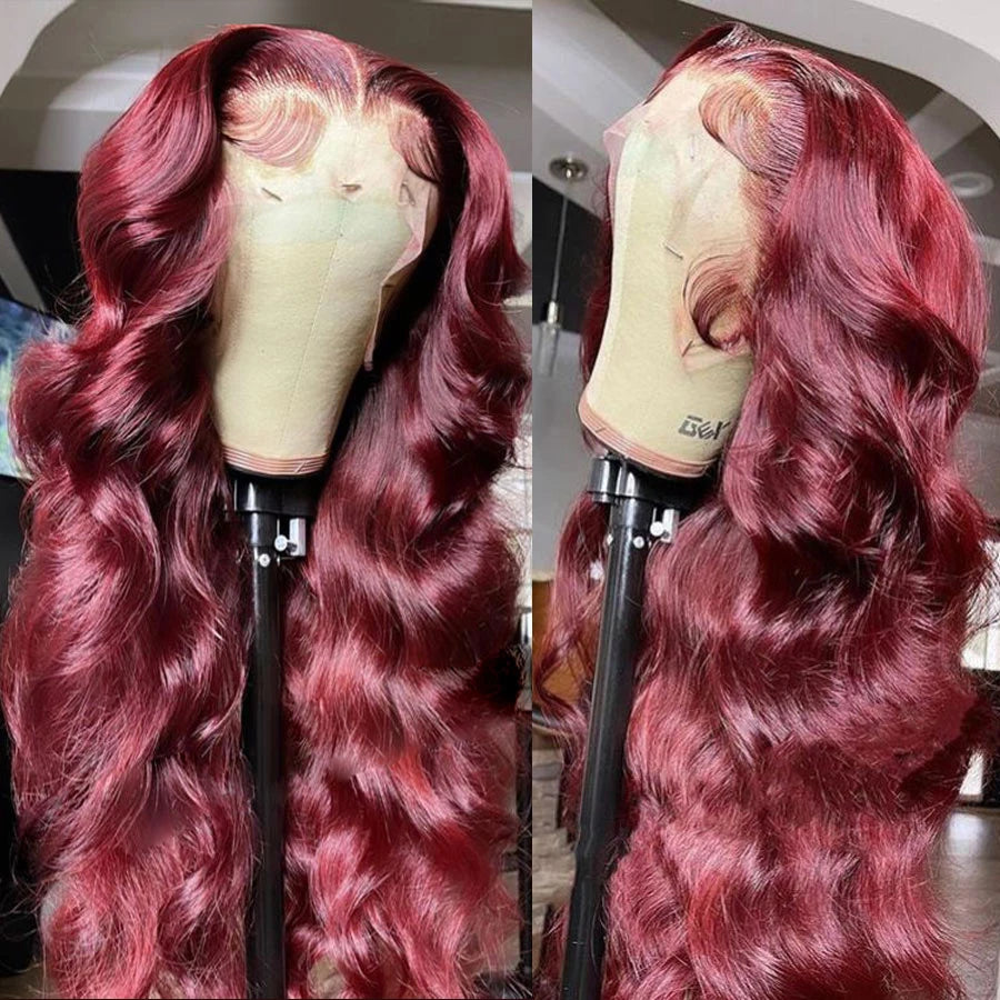 99J Burgundy Body Wave Glueless Wig Human Hair 13x4 13x6 Hd Lace Front Wigs Human Hair Colored Brazilian Human Hair Wigs On Sale