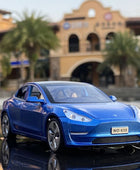 1:32 Tesla Model S Model 3 Alloy Car Model Simulation Diecast Metal Toy Car Vehicles Model Collection Sound Light Childrens Gift Model 3 blue - IHavePaws