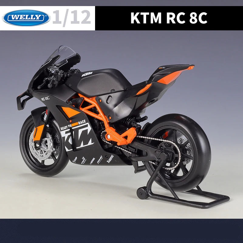 Welly 1:12 KTM RC 8C Alloy Road Racing Motorcycle Model Diecasts Metal Street Sports Motorcycle Model Simulation Childrens Gifts
