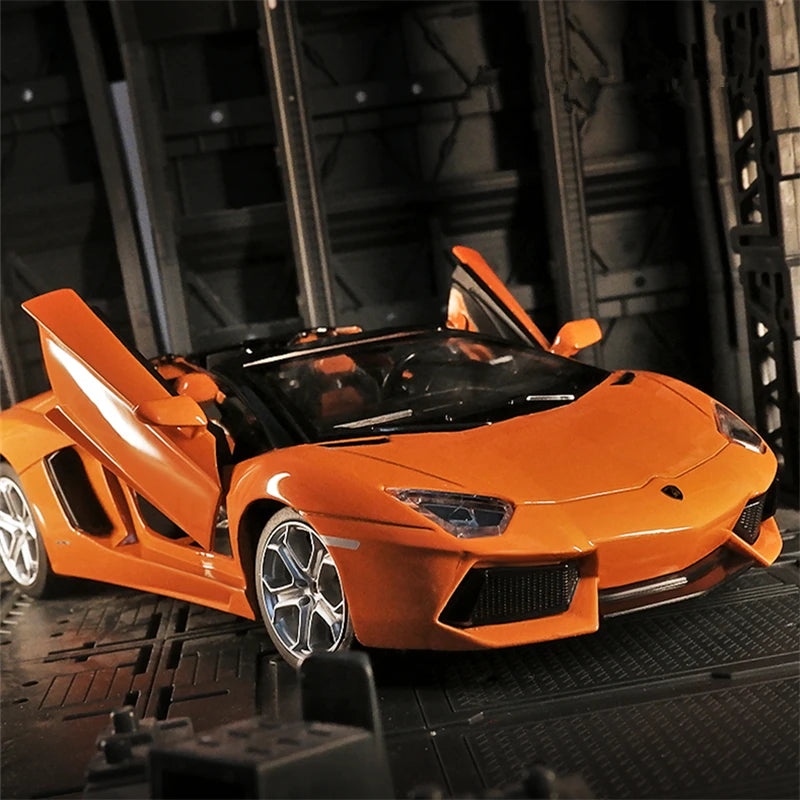 1/24 Aventador Roadster Convertible Alloy Sports Car Model Diecast Metal Toy Racing Car Vehicles Model Sound and Light Kids Gift