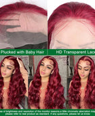 99j Burgundy Lace Front Wigs Human Hair Glueless Wine Red Colored Body Wave Wigs 13x6 13x4 HD Transparent Frontal Wigs