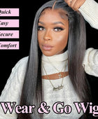 Wear Go Glueless Wig 30 36 Inch Bone Straight 13x4 HD Lace Frontal Wig Human Hair Pre plucked 6x4 Transparent HD Lace Front Wig